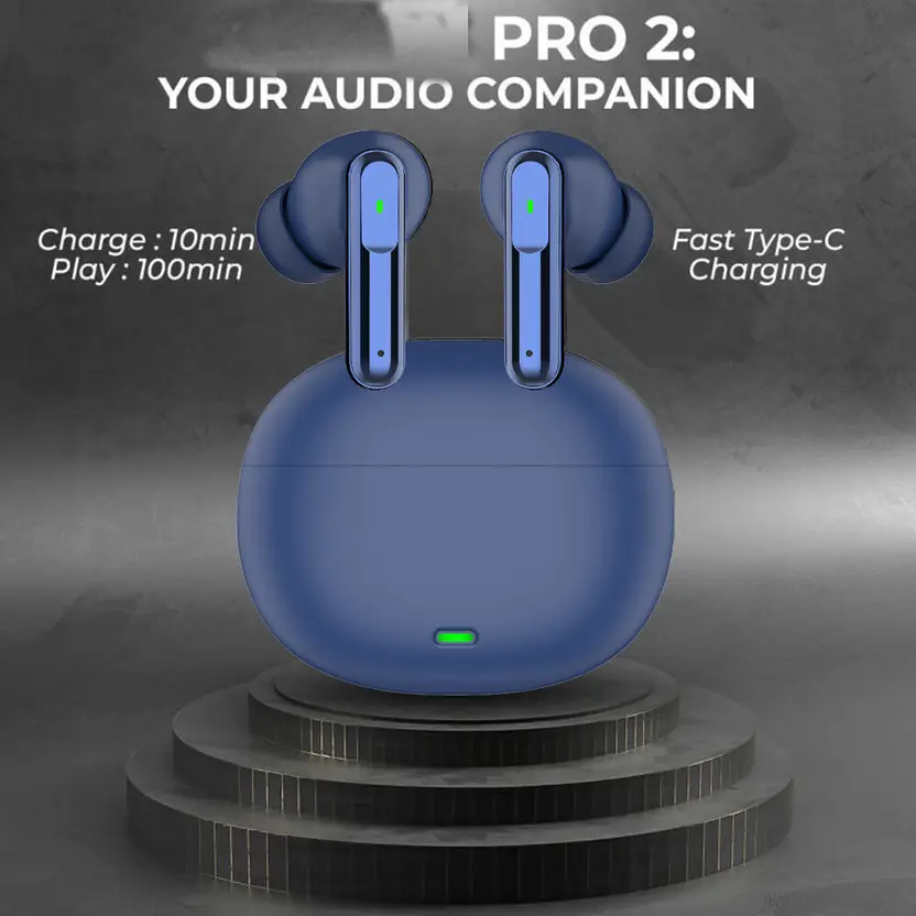 Qvee SB151 Airpods 13mm HD Dynamic Driver, Touch Controls Bluetooth Gaming TWS Bluetooth Gaming (Blue, True Wireless) - Image 6